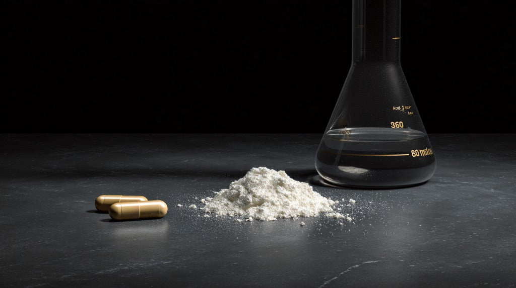 Phenylpiracetam hydrazide evidence guide: gold capsules and powder on dark background by Nootropix