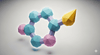 3D molecular structure representing microdosing melatonin benefits in a vibrant design.