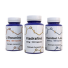 Nootropix NZ40 Limitless Stack featuring three blue bottles of L-Theanine, Fladrafinil, and Phenibut F.A.A. capsules.