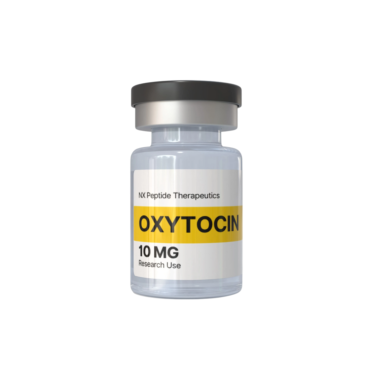 Nootropix 10mg Oxytocin peptide vial for laboratory research with clear glass and black cap