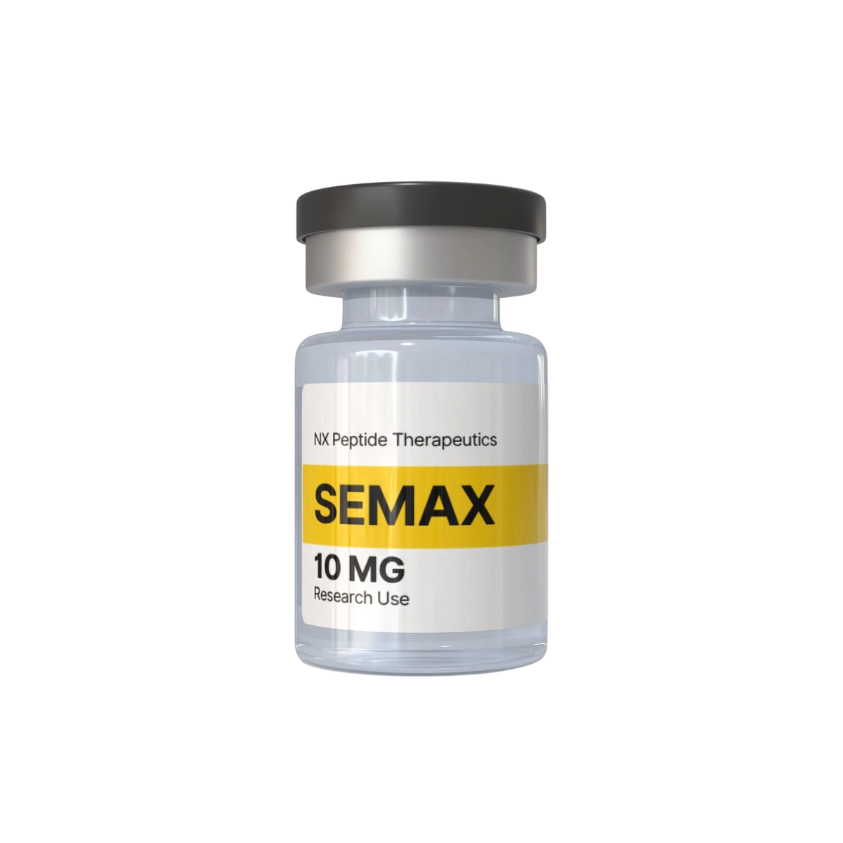 Nootropix Semax 10mg peptide vial with white label and black cap for research use