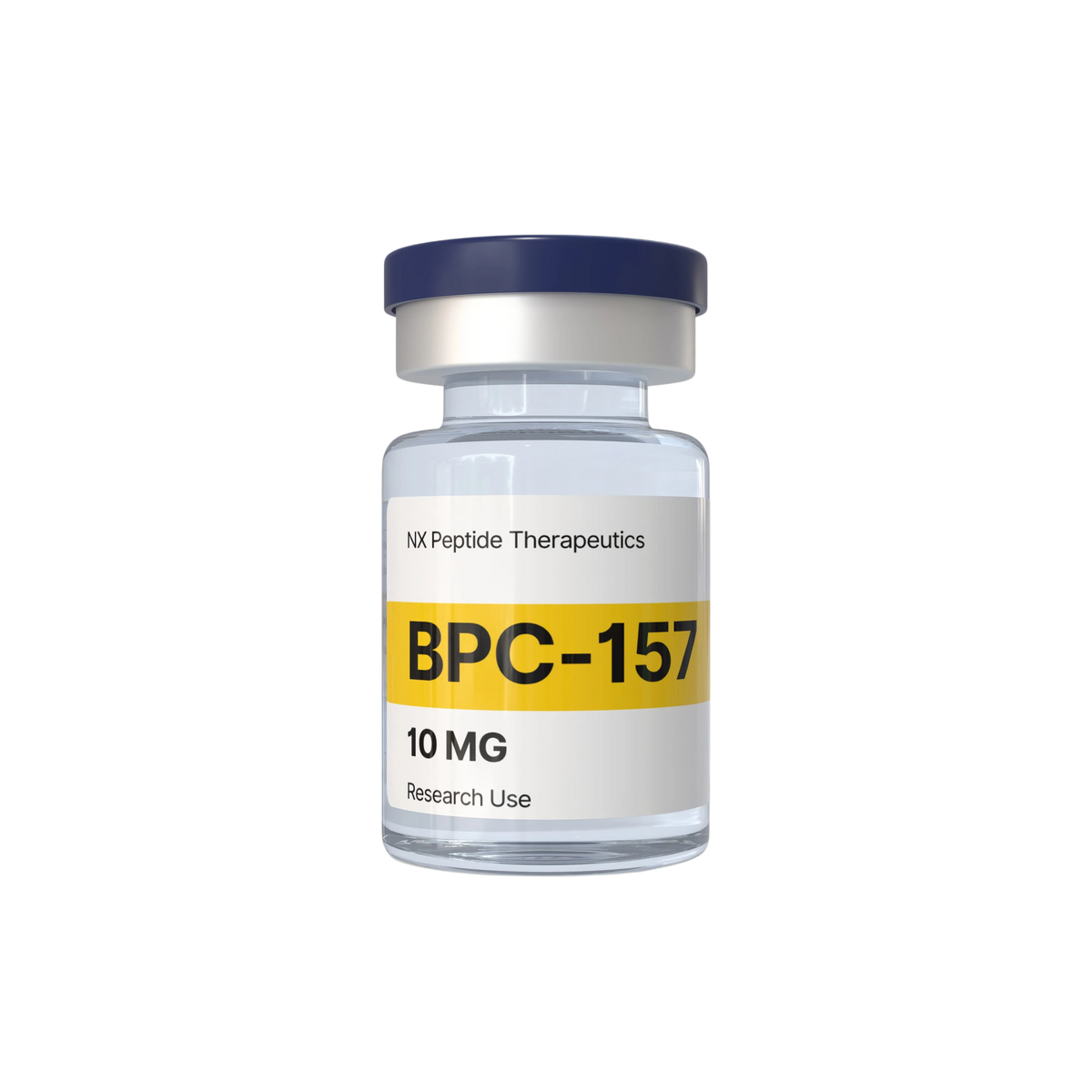 Vial labeled 'BPC-157' with NX Peptide Therapeutics branding on a white background