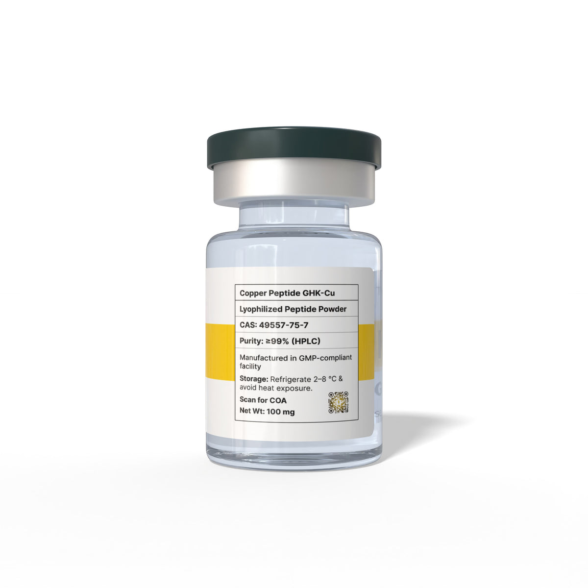 GHK-CU 100MG Vial with a label on a white background
